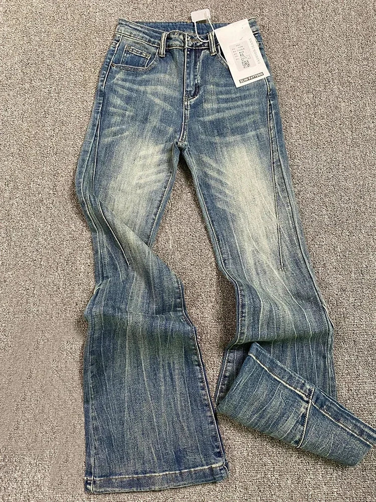 Flared Washed Blue Denim Jeans - Crisis n Peace