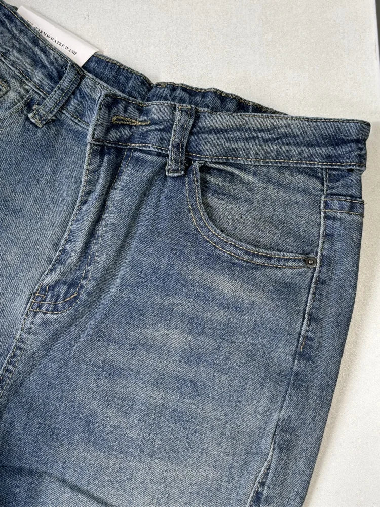 Flared Washed Blue Denim Jeans - Crisis n Peace