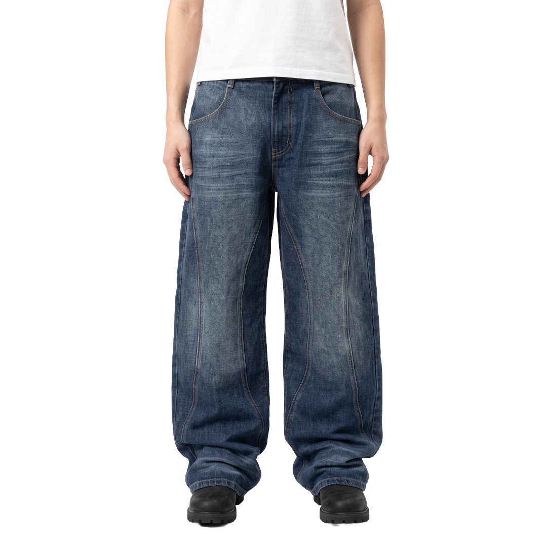Denim Pants Washed Loose Fit
